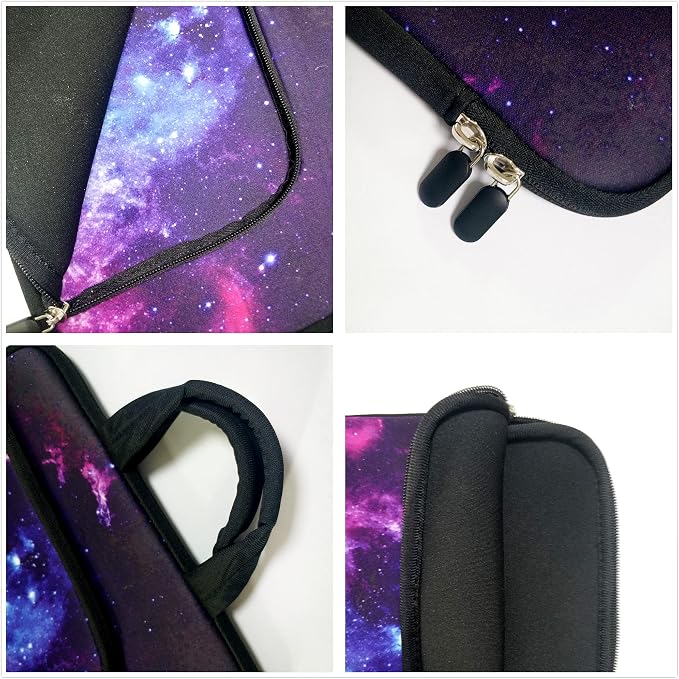 11 11.6 12 12.1 12.5 inches Laptop Sleeve Chromebook Case Ultrabook Case Notebook Sleeve PC Messenger Bag Tablet Case Neoprene Handle Sleeve for Men Women, Two Pockets(Purple Galaxy 1)