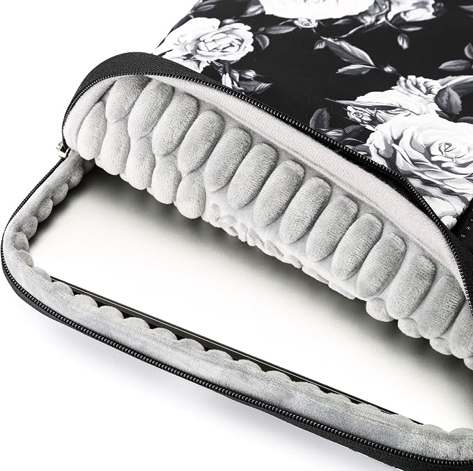 Kinmac 360° Protective Water Resistant Laptop Sleeve case Bag with Handle for MacBook Pro 14 inch,13.5 inch-13.9 inch and 14 inch Laptop(White Rose)