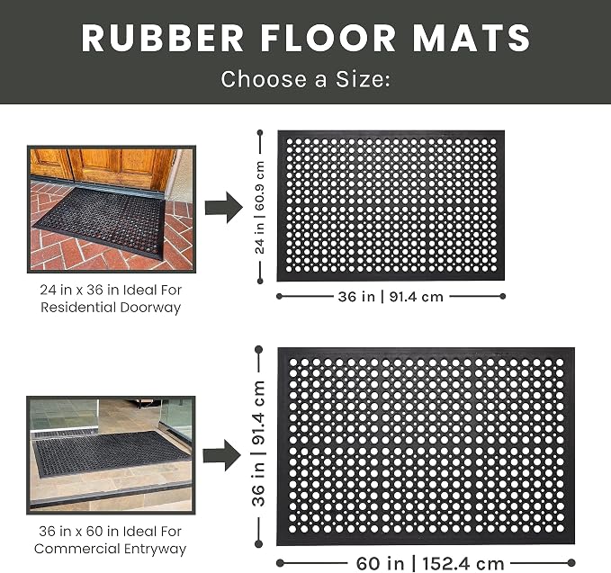 Envelor Anti Fatigue Mat 4 Pack Rubber Floor Mats Door Mat Non Slip Drainage Mat for Entryway, Kitchen, Restaurant, Garage, Heavy Duty Use Doormat, Commercial Floor Mat Industrial 24 x 36 Inches