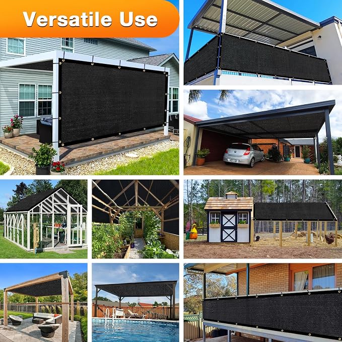 Artpuch Outdoor Pergola Shade Cover 5x8 FT Sun Shade Cloth with Grommets Black 90% UV Protection Canopy Patio Privacy Screen (Customized Available)