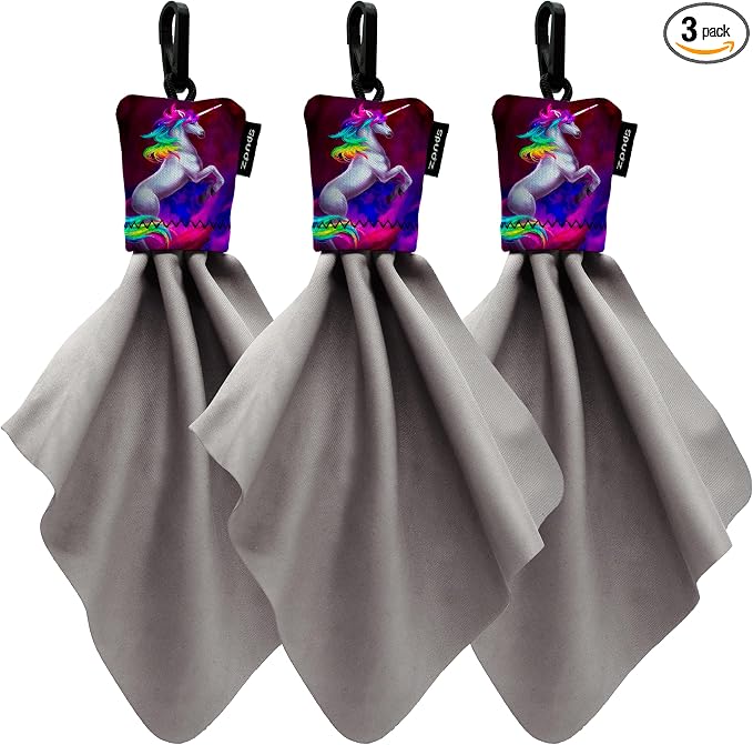 SPUDZ Classic Microfiber Lens Cleaner – Clip-On Pouch, Washable – for Binoculars, Scopes, Glasses, Screens | Classic | Vibrant Unicorn, 6 x 6 Inch (3-Pack)