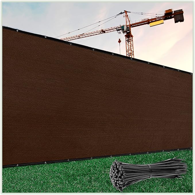 ColourTree Customized Size Fence Screen Privacy Screen Brown 8' x 191' - Commercial Grade 170 GSM - Heavy Duty - 3 Years Warranty - Cable Zip Ties Included