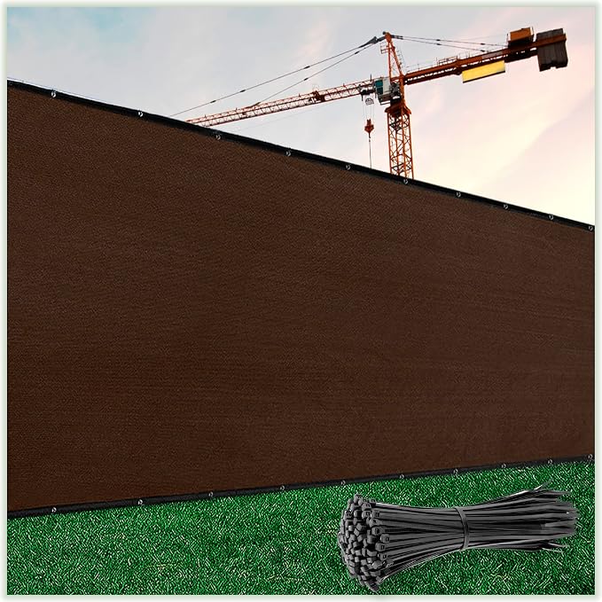 ColourTree Customized Size Fence Screen Privacy Screen Brown 4' x 95' - Commercial Grade 170 GSM - Heavy Duty - 3 Years Warranty - Cable Zip Ties Included