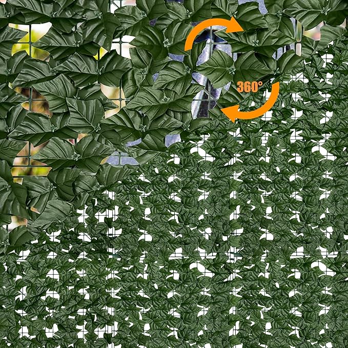 Artificial Ivy Privacy Fence Screen: 40"x 140"(39.2 SQFT) UV-Anti Faux Hedge Fence and Fake Ivy Vine Leaf Wall Panels for Indoor&Outdoor Green Backdrop, Garden Greenery Decor
