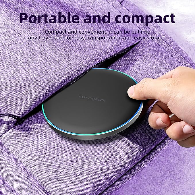 Wireless Charger Compatible with iPhone 16 15 14 13 12 11 Pro Max/Mini/Plus/XR/X/8, 15W Max Fast Wireless Charging Pad Mat for Samsung Galaxy S23/S22/S21/S20/S10, Galaxy Buds
