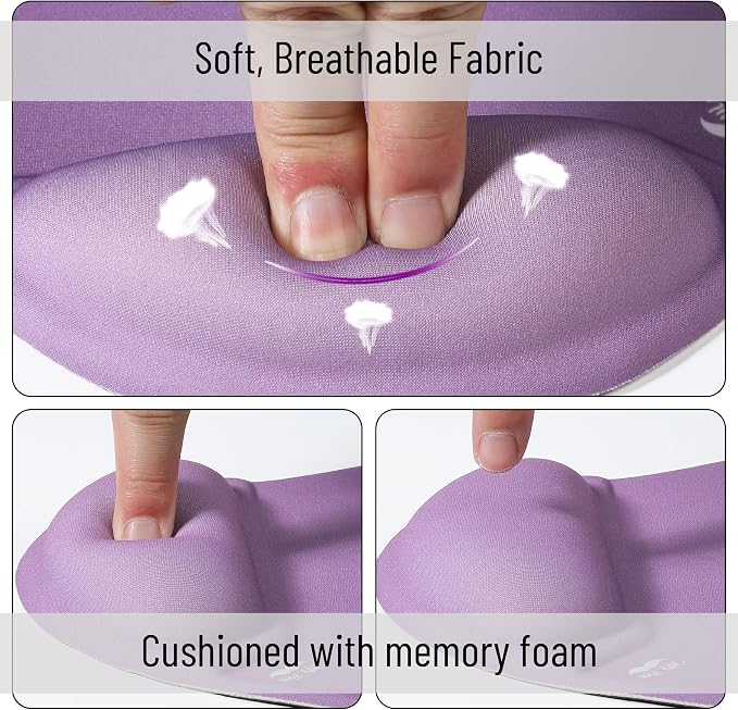 Mr. Pen- Ergonomic Mouse Pad with Wrist Rest, Purple Breathable Fabric with Memory Foam Cushion, Non-Slip Rubber Base, Gel Mouse Pad with Wrist Support