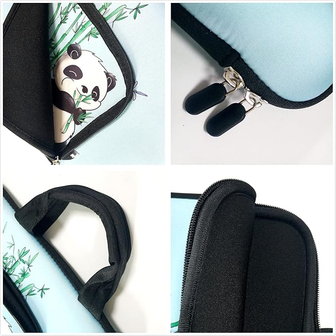 11 11.6 12 12.1 12.5 inches Laptop Sleeve Chromebook Case Ultrabook Case Notebook Sleeve PC Messenger Bag Tablet Case Neoprene Handle Sleeve for Adult Men Women, Two Pockets (Cute Panda)