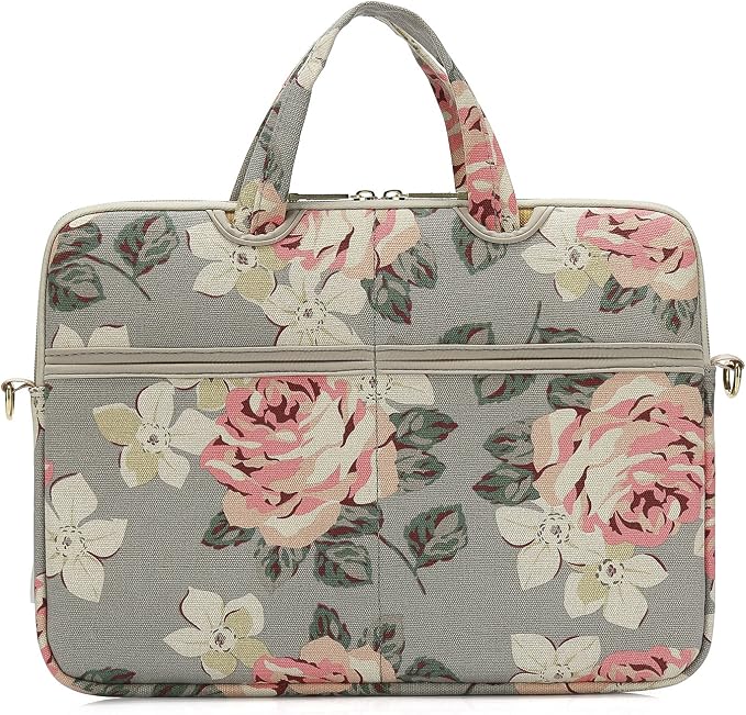 kayond White Rose Patten water resistant Laptop Shoulder Messenger Bag Case Sleeve for 15 Inch 15.6 Inch Laptop,Laptop Briefcase