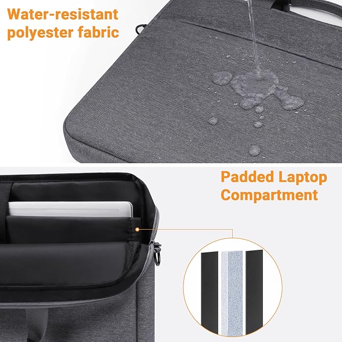 TECOOL Laptop Bag 17 17.3 Inch, Waterproof Laptop Case Sleeve Messenger Bag Briefcase with Shoulder Strap for 17 17.3 Inch Lenovo HP Dell Acer ASUS Notebook Computer Carrying Case, Dark Grey