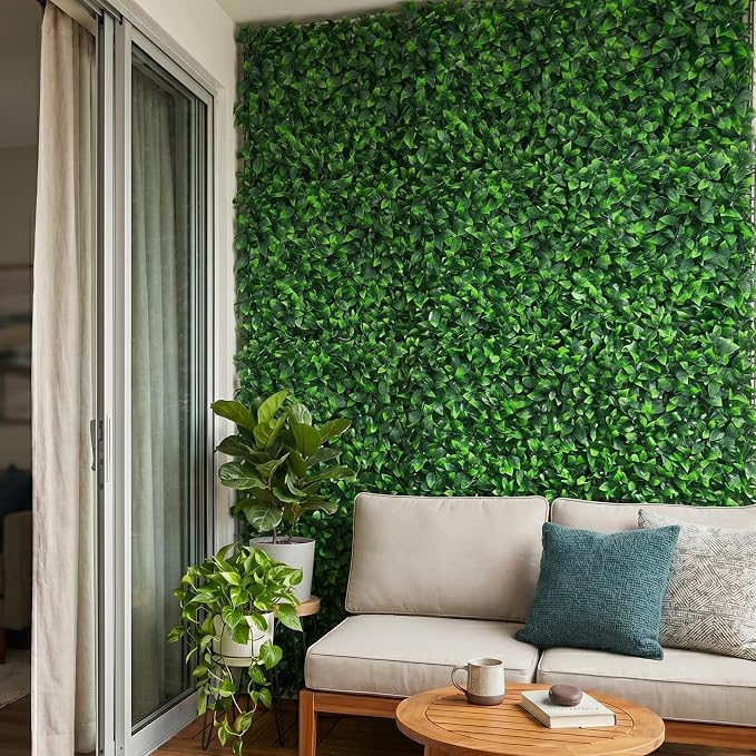 NatraHedge 20''X50'' Artificial Privacy Grass Wall Decor, Ficus Leaf, Faux Trellis, Expandable Lattice Panels for Indoor, Outdoor, Garden and Balcony Greenery Wall Fence Screen