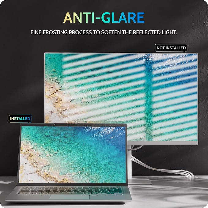 Peslv Magnetic Laptop Privacy Screen 15.6 inch for 16:9 Computer Monitor, 15" Removable Anti Glare Protector Blue Light Filter Shield Compatible with Lenovo Hp Dell Acer Asus Thinkpad Envy Xps