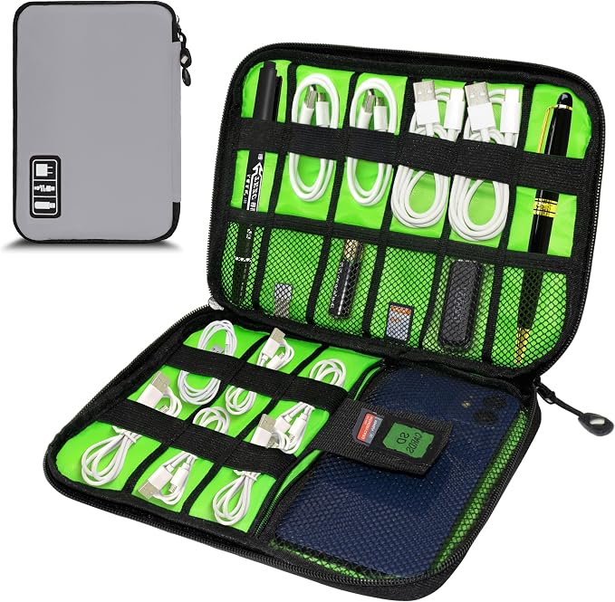 Electronics Organizer,Travel Cord Organizer Pouch, Portable Cable Organizer Bags,Travel Electronic Accessories Storage Case for Cables, Cords, Charger, Phone (Gray)