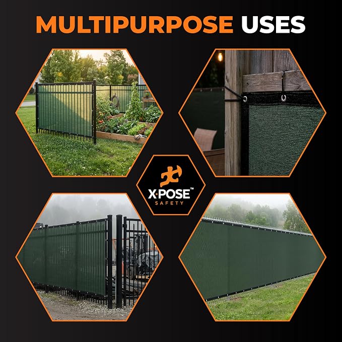 Xpose Safety Privacy Fence Screen 6’ x 50’ – Heavy Duty Green Mesh with 90% Visibility Block, UV Protection – for Garden, Yard, Nursery, Kennel, Dog Run, Greenhouse