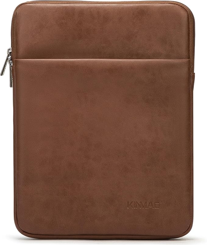 Kinmac 360° Protective Vertical Laptop Sleeve Case Cover Bag (Coffee PU, 15 inch-15.6 inch)