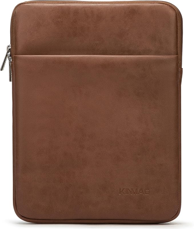 Kinmac 360° Protective Vertical Laptop Sleeve Case Cover Bag (Coffee PU, 13.5 inch-14 inch)