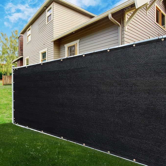 ShadeMart 6' x 182' Fence Privacy Screen Black Heavy Duty 170 GSM Fencing Mesh Shade Net with Grommets & Zip Ties, 90% Blockage Fence Screen for Balcony Yard Outdoor Garden Pool (We Customize Size)