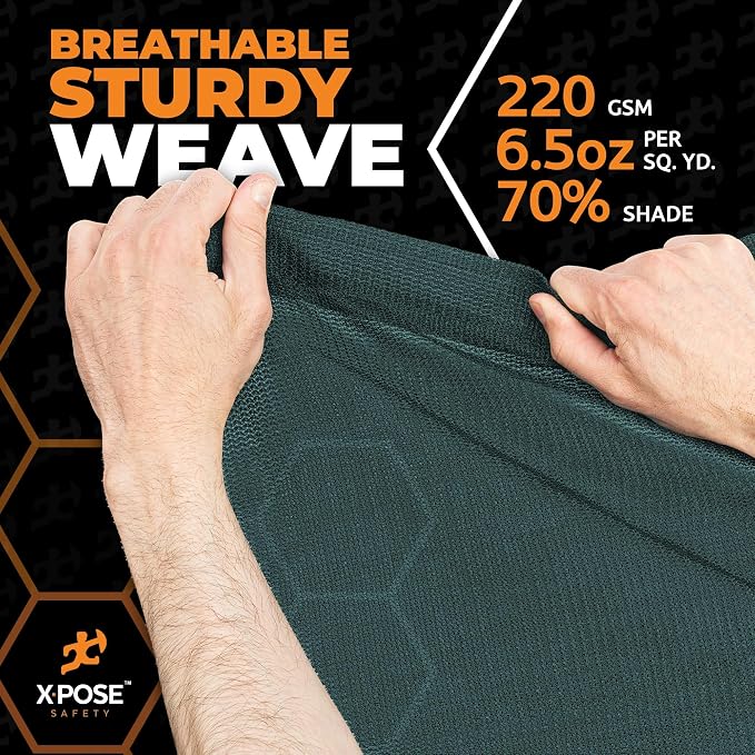 Xpose Safety Heavy Duty Green Mesh Tarp 6' x 8' (6-Pack) – 70% Sunblock Shade Cloth with Grommets for Garden, Fence, Privacy Screen, Canopies, Dump Trucks, Pool Cover – Tear & Weather Resistant