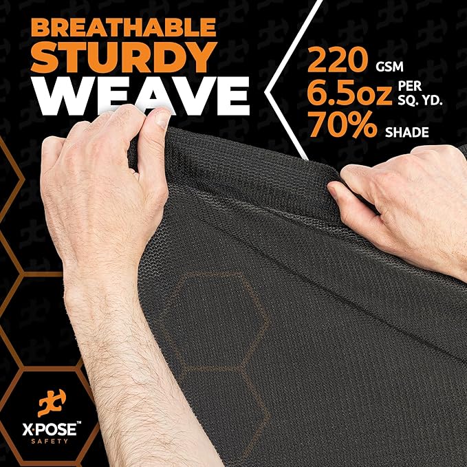 Xpose Safety Heavy Duty Mesh Tarp – 10’ x 18’ Multipurpose Black Protective Cover with Air Flow - Use for Tie Downs, Shade, Fences, Canopies, Dump Trucks – Tear Resistant