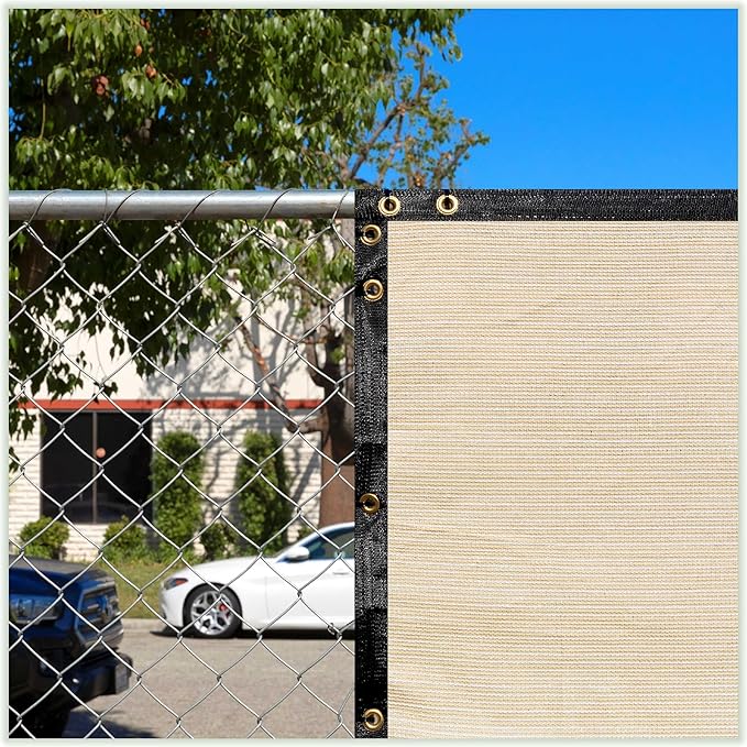 ColourTree Customized Size Fence Screen Privacy Screen Beige 8' x 79' - Commercial Grade 170 GSM - Heavy Duty - 3 Years Warranty - Cable Zip Ties Included