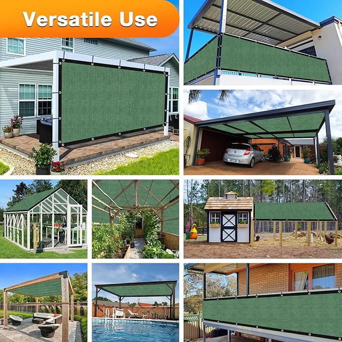 Artpuch Outdoor Pergola Shade Cover 5' X 5' Sun Shade Cloth with Grommets, 90% UV Protection Canopy Patio Privacy Screen (Customized Available) GN107, Green