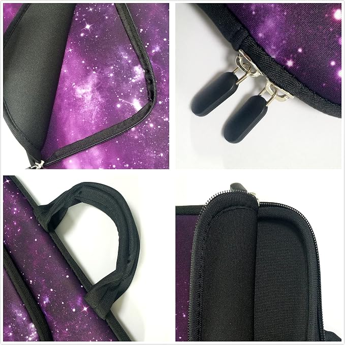 11 11.6 12 12.1 12.5 inches Laptop Sleeve Chromebook Case Ultrabook Case Notebook Sleeve PC Messenger Bag Tablet Case Neoprene Handle Sleeve for Adult Men Women, Two Pockets (Purple Galaxy)