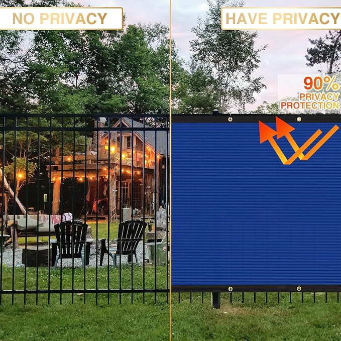 6' x 25' Privacy Fence Screen Fencing Cover Heavy Duty Mesh Windscreen Cloth for Outdoor Garden Patio Backyard Chain Link Fence Blue Custom