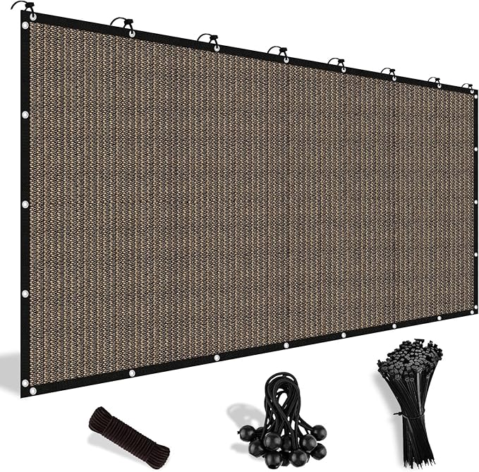 Shade&Beyond 90% Sun Shade Cloth with Grommets, 10' X 12' Pergola Shade Cover Canopy, Mesh Tarp Sun Screens for Patio, Outdoor, Garden, Backyard, Mocha