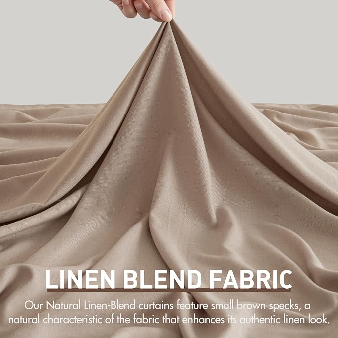 Memory Trained Pinch Pleated Curtains 90 Inches Long, Viral Linen Pinch Pleat Sheer Curtains with Ring Hooks&Clips for Track System Living Room, Taupe Light Filtering Privacy Curtain 2 Panel Set