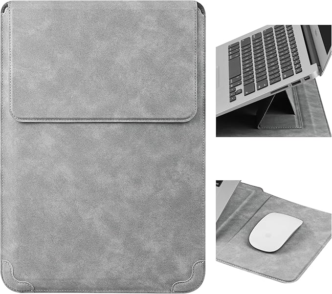 HoYiXi 13.3 Inch Laptop Sleeve Case with Stand - Compatible with MacBook Neo 2026/MacBook Air/Pro 13 (M4/M3/M2/M1 2020-2025), Surface Pro 8 2021, iPad Pro 12.9 & 13-13.3" Dell Acer Laptops,Gray