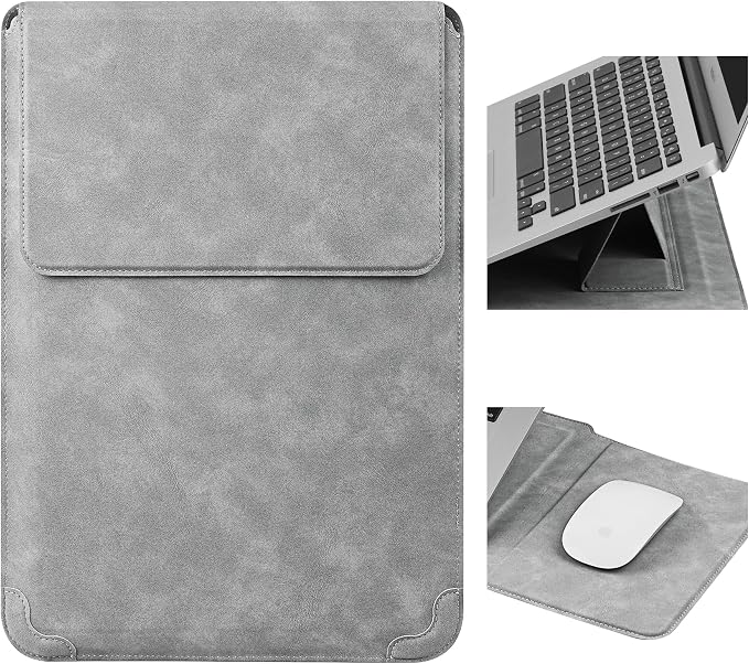 HoYiXi 14 Inch Laptop Sleeve Case with Stand Feature for Mac Book Pro 14 2021/ASUS Vivobook 14/HP Pavilion X360/IdeaPad 14/Dell HP ASUS Acer Huawei Matebook 14'',Compatible 13.3-14'' PC,Light Gray
