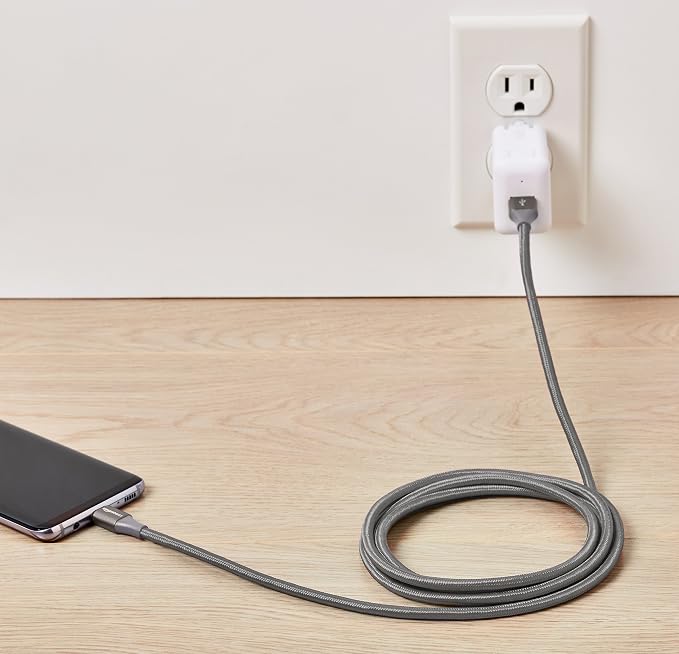 Amazon Basics USB-C to USB-A 3.1 Gen 1 Fast Charger Cable, Nylon Braided, 5Gbps High-Speed for Apple iPhone 16/15, iPad, Samsung Galaxy, Tablets, Laptops, 6 Foot, Dark Gray