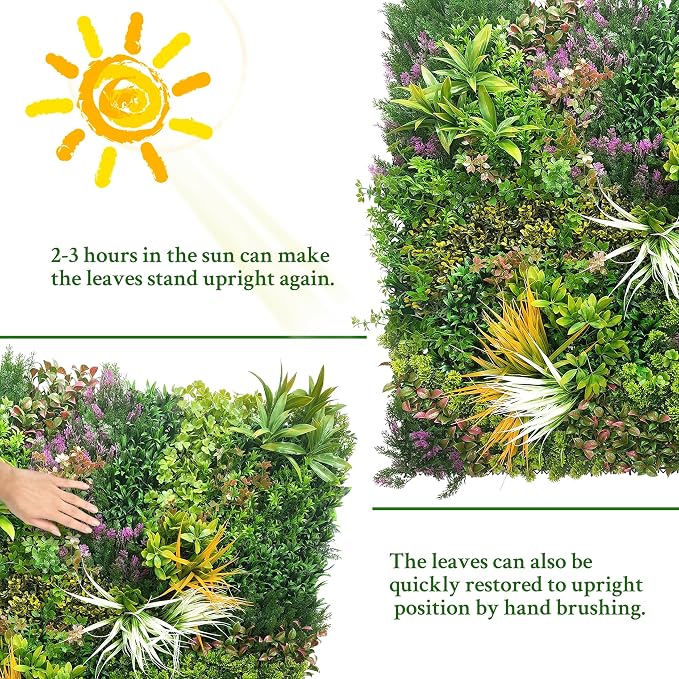 ODTORY Artificial Greenery Grass Wall Panels: 80" x 120" UV-Anti Faux Greenery Ivy Privacy Fence Screen Backdrop Boxwood Vine Leaf Hedges for Patio, Balcony, Garden, Green Decor