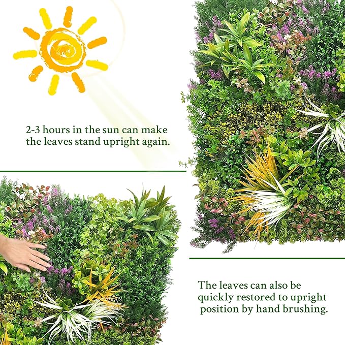 ODTORY Artificial Greenery Grass Wall Panels: 54'' x 120'' UV-Anti Faux Greenery Ivy Privacy Fence Screen Backdrop Boxwood Vine Leaf Hedges for Patio, Balcony, Garden, Green Decor
