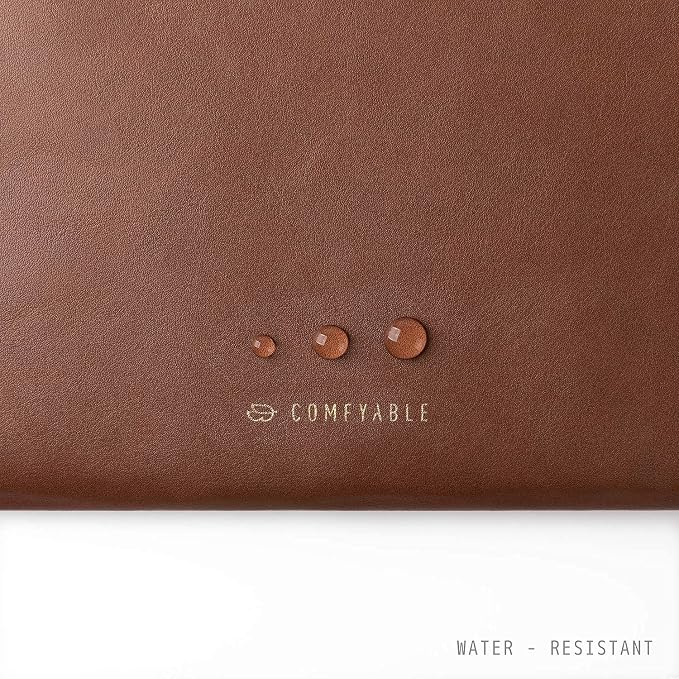 Comfyable Slim Protective Laptop Sleeve, PU Leather Bag Compatible with 15" MacBook Air (Snug Fit) M5 & 14" MacBook Pro M5 Pro/Max 2026 (Loose Fit), Brown