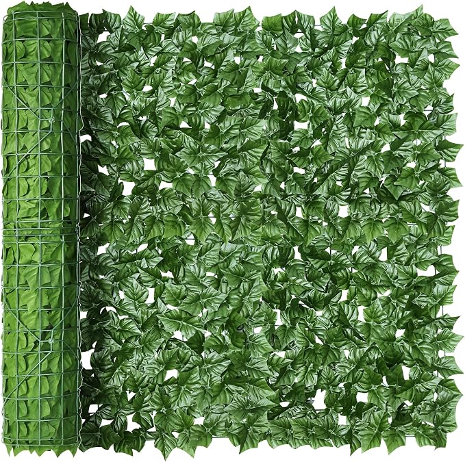 KASZOO Artificial Ivy Privacy Fence Screen - 120x40in Artificial Faux Privacy Fence Panel Artificial Green Wall Balcony Privacy Screen Decoration for Patio, Balcony, Wall, Backyard Indoor Outdoor
