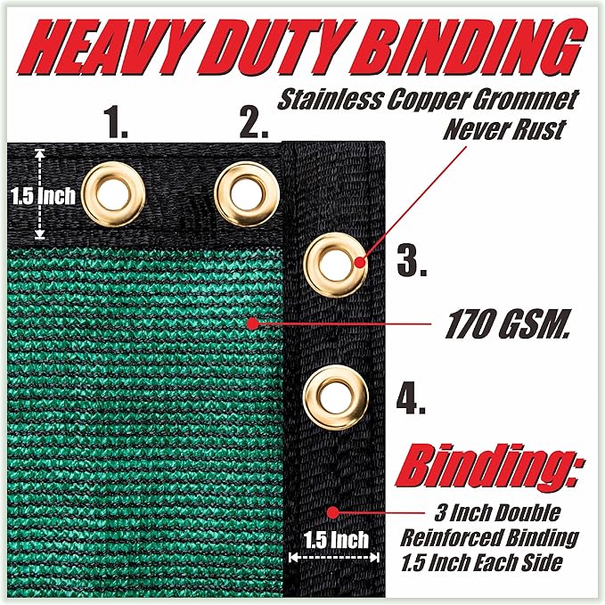 ColourTree Customized Size Fence Screen Privacy Screen Green 8' x 81' - Commercial Grade 170 GSM - Heavy Duty - 3 Years Warranty - Cable Zip Ties Included