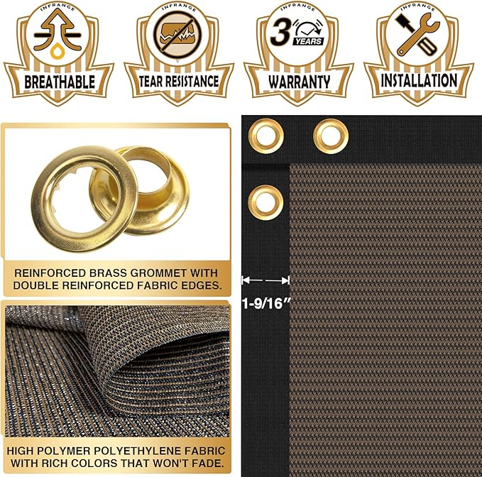 Privacy Fence Screen 6' x 247' Fencing Cover Heavy Duty Mesh Windscreen Cloth for Outdoor Garden Patio Backyard Chain Link Fence Brown