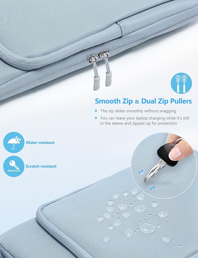 HYZUO 13 Inch Laptop Bag Sleeve Case for MacBook Air 13 M5 M4 M3 M2 M1 A3449 2026-2018, 13" MacBook Neo 2026 A3404, MacBook Pro 13 M2 M1 2026-2016, iPad Pro/Air 13, Surface Pro, XPS 13, Pale Blue