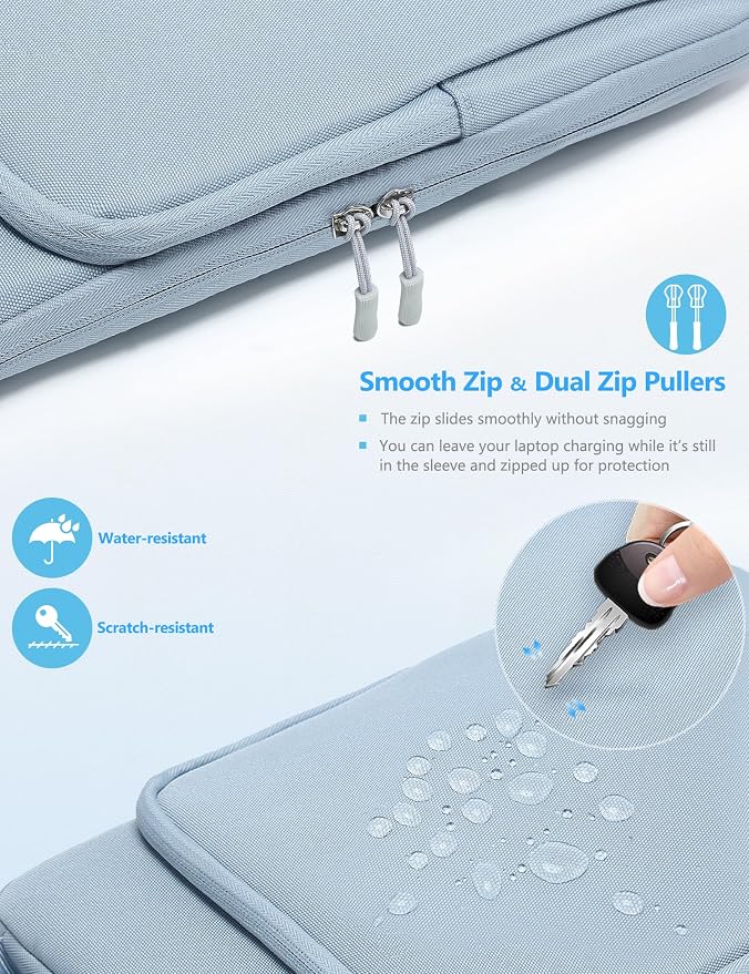 HYZUO 13.3-14 Inch Laptop Bag Sleeve for MacBook Pro 14 M5 M4 M3 M2 M1 Pro/Max A3426 A3427 2026-2021, MacBook Air/Pro 13.3, 13.8"-13.5" Surface Laptop/Book, Notebook Case for 13" Dell HP, Pale Blue