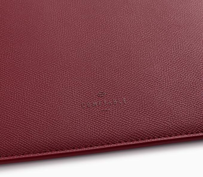 Comfyable Laptop Sleeve 13 Inch Precisely Compatible with MacBook Air M5 2026 & MacBook Pro/Neo A18, Genuine Leather Cover Case, Wine Red
