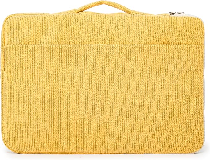 Kinmac 360° Protective Laptop Sleeve Case Bag Cover with Handle for MacBook Air 15 inch, and 15 inch-15.6 inch HP,Lenovo,Dell,ASUS,Acer Notebook Computer (Yellow Corduroy)
