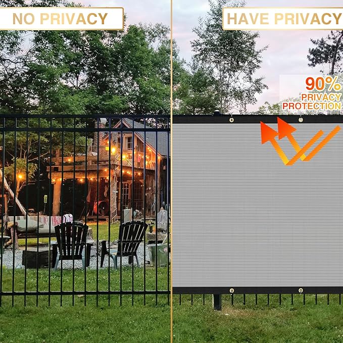 Privacy Fence Screen 6' x 66' Fencing Cover Heavy Duty Mesh Windscreen Cloth for Outdoor Garden Patio Backyard Chain Link Fence Gray