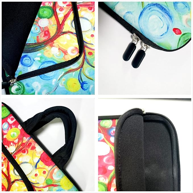 11 11.6 12 12.1 12.5 inches Laptop Sleeve Chromebook Case Ultrabook Case Notebook PC Messenger Bag Tablet Neoprene Handle Sleeve for Adult Men Women, Two Pockets (Colorful Tree)
