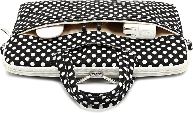 canvaslife Black dot Pattern 15 inch Waterproof Laptop Shoulder Messenger Bag Case With Rebound Bubble Protection for 14 inch-15.6 inch laptop 15 Case Bag