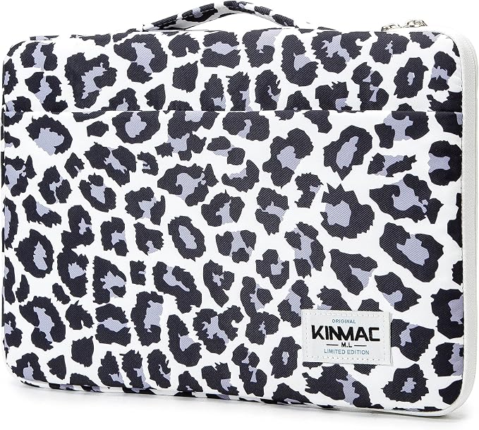 Kinmac 360 Degree Protective Laptop Sleeve Case Bag with Handle for MacBook Air 15 inch and 15 inch-15.6 inch HP Lenovo Dell ASUS Acer Notebook Computer (Leopard)