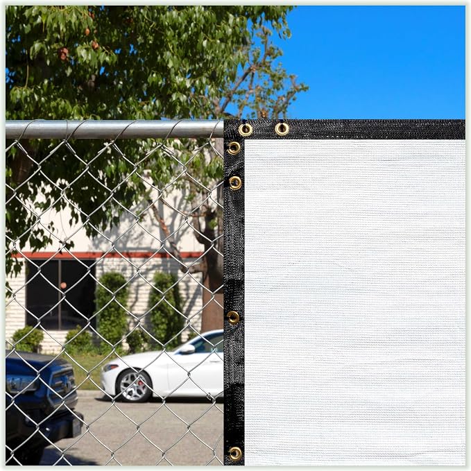 ColourTree Customized Size Fence Screen Privacy Screen White 4' x 160' - Commercial Grade 170 GSM - Heavy Duty - 3 Years Warranty - Cable Zip Ties Included