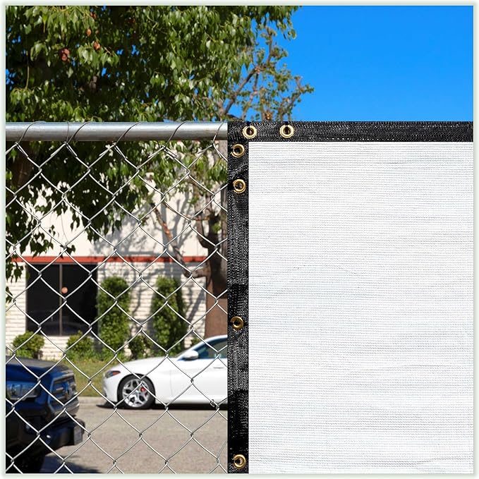 ColourTree Customized Size Fence Screen Privacy Screen White 4' x 149' - Commercial Grade 170 GSM - Heavy Duty - 3 Years Warranty - Cable Zip Ties Included