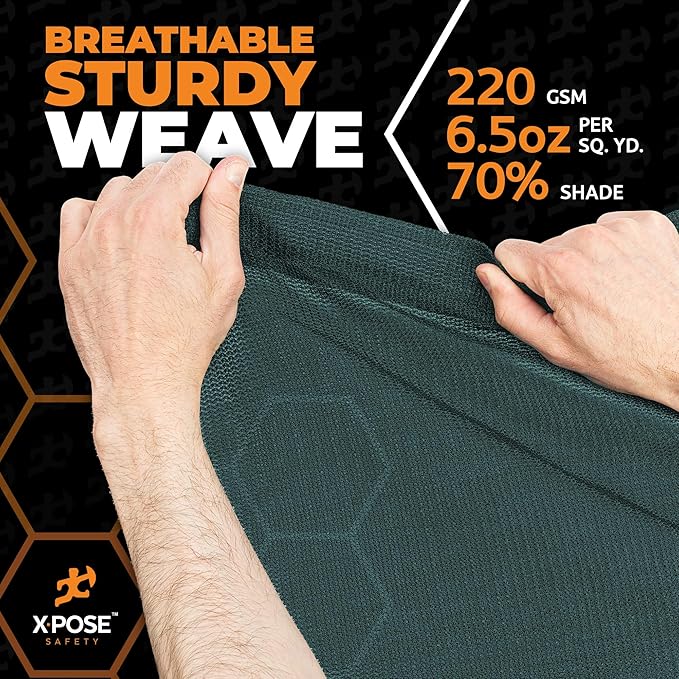 Xpose Safety Heavy Duty Green Mesh Tarp 20' x 30' – 70% Sunblock Shade Cloth with Grommets for Garden, Fence, Privacy Screen, Canopies, Dump Trucks, Pool Cover – Tear & Weather Resistant