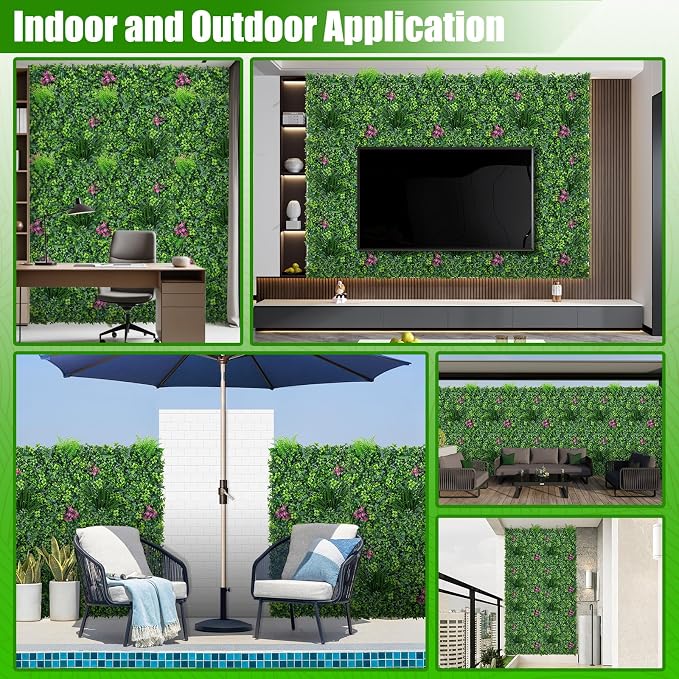 Artificial Grass Wall Roll Panels, 40"x120"(33.33 SQFT) Greenery Backdrop with Mint Plant Leaves, UV-Anti Fake Greenery Plant Boxwood Panels for Outdoor Patio Garden Green Wall Decor