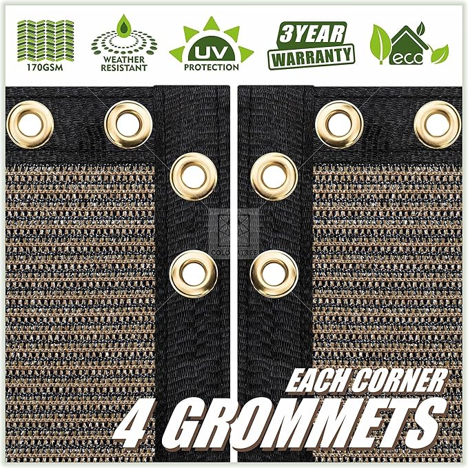 ColourTree Customized Size Fence Screen Privacy Screen Brown 4' x 47' - Commercial Grade 170 GSM - Heavy Duty - 3 Years Warranty - Cable Zip Ties Included